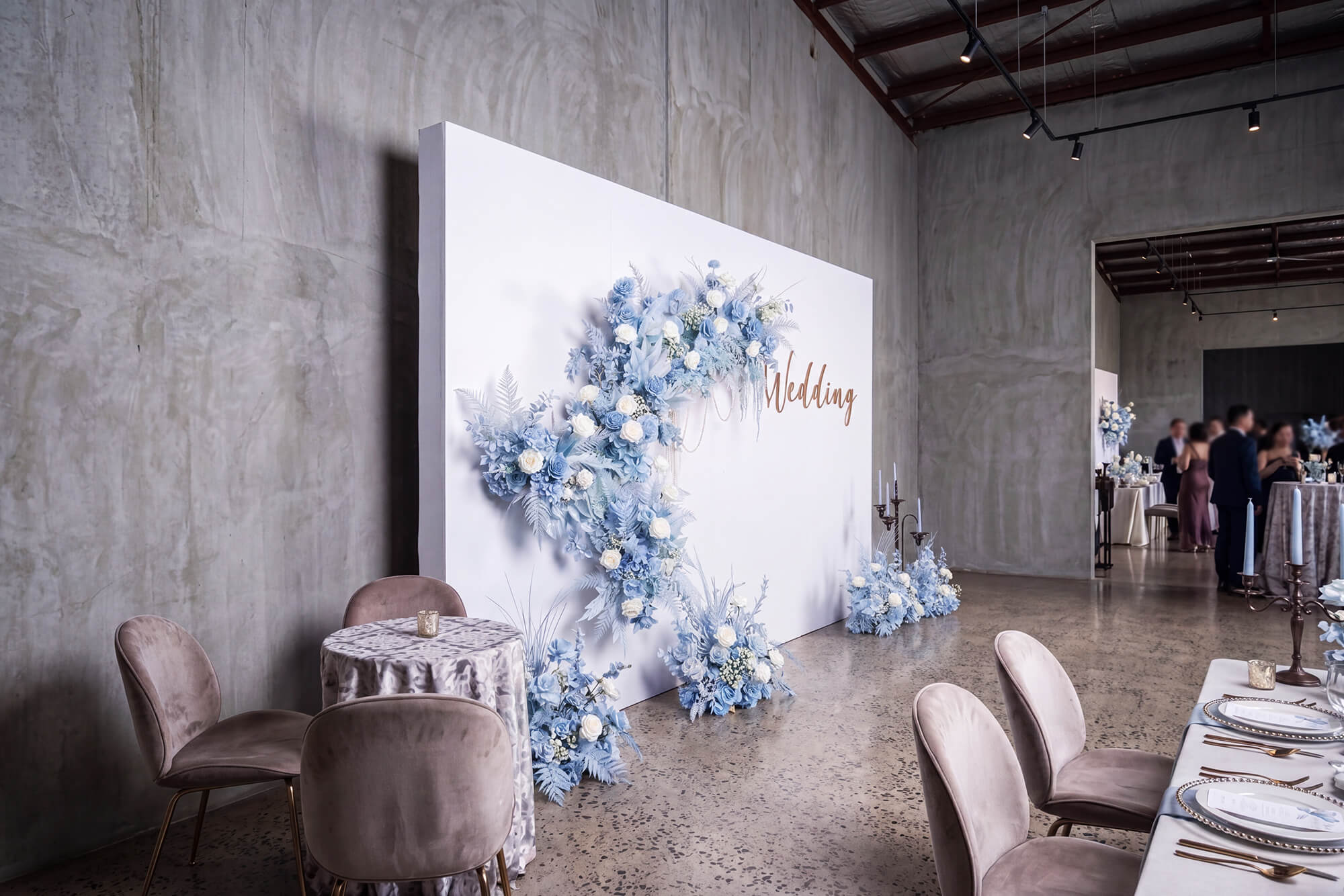 藍白韓系婚禮設計，用清新質感打造高級感婚宴 實景